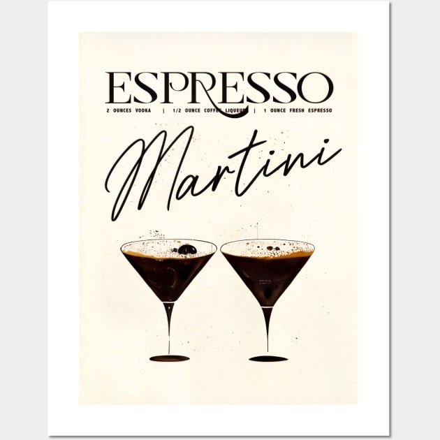 Espresso Martini Retro Poster Two Please Bar Prints, Vintage Drinks, Recipe, Wall Art Wall Art by BetterManufaktur